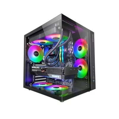 Imagen de Mars Gaming MCV One, Caja ATX, Doble Cristal Templado Continuo, Ventilador Trasero FRGB 12cm, Estructura Cámara, Semitorre PC Compacta, Soporte Refrigeración Líquida hasta 240mm, Negro