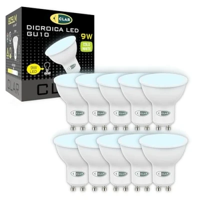 Imagen de CLAR GU10 LED, Bombilla LED GU10, Ojos de Buey Bombillas Ojo Luz Fria, Halogena 9W (Pack 10)