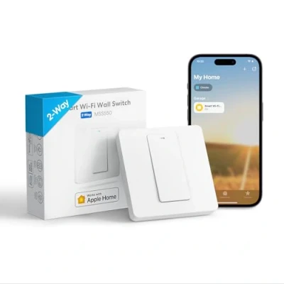 Imagen de Meross Interruptor de Pared Inteligente, 2 Vías, 1 Canal, Wi Fi Interruptor, Compatible con Apple HomeKit Siri, Alexa Echo, Google Home y SmartThings (Se Requiere un Cable Neutral)