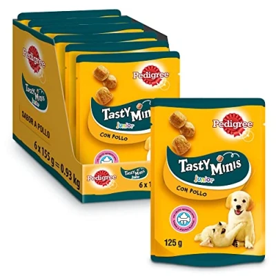 Imagen de Pedigree Tasty Minis Premios para Perros Cachorros Sabor Pollo (Pack de 6 x 125g)