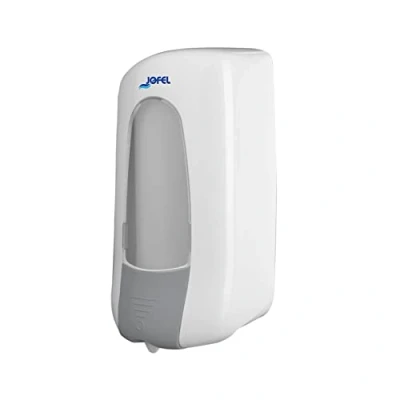 Imagen de Jofel Dosificador de Jabón para Pared, Recargable con Cartuchos Espuma y Gel Capacidad 1L, Dispensador Baño, Válvula Anticorrosión Antigoteo, Carcasa ABS, Aitana AC73000, Blanco
