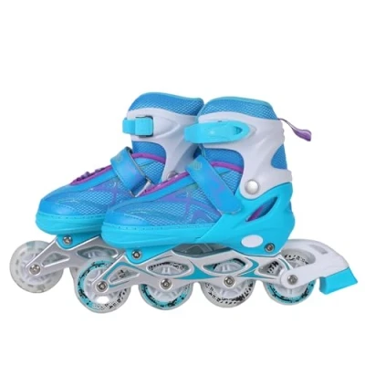 Imagen de Endless EL1027 Inline Adjustable Skates Large 39 EUR (UK 5.5) 43 9) for 12 Years and Above Blue, White Aluminium Chassis 70 mm PU Wheels All Flash, ABEC 7 Bearings