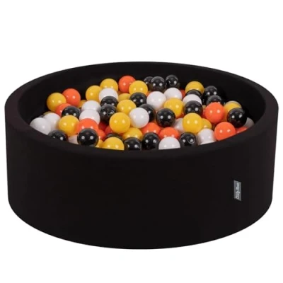 Imagen de KiddyMoon Piscina De Bolas 90X30cm/300 7Cm para Niños Hecha En La UE, Tucán: Negro/Blanco/Naranja/Amarillo