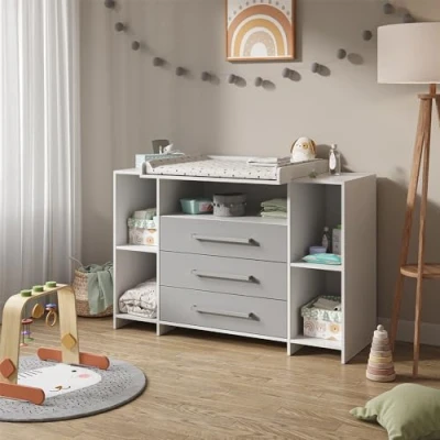 Imagen de Vicco Cómoda Cambiador Oskar, Gris, 143 x 100 cm XL con cajones