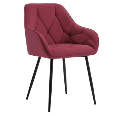 Imagen de WOLTU Silla de Comedor Cocina con Respaldo y Apoyobrazos Salon Moderno Patas Metálicas Ergonómica para Dormitorio Oficina, Terciopelo, Burdeos, EZS02bd 1
