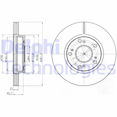 Imagen de DELPHI BG4294 Disco de freno 262 21 5 ventilado aceitado sin procesar cojinete rueda, anillo sensor ABS HONDA: CIVIC 7 Hatchback, 8