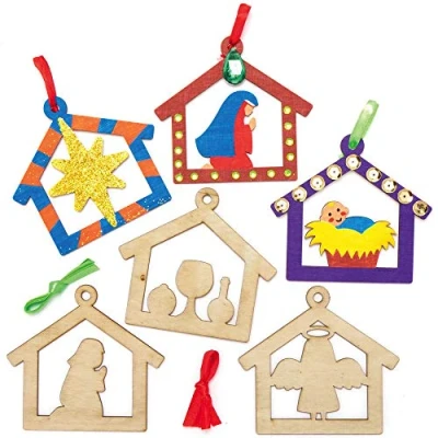 Imagen de Baker Ross AX559 Kits De Adornos Navidad Paquete 10, Suministros Creativos Arte Y Manualidades Navideños Para Que Los Niños Hagan Decoren