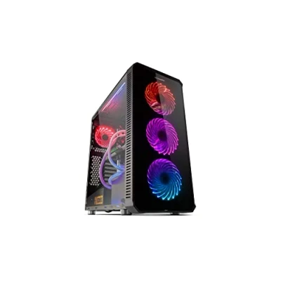 Imagen de Nox Hummer TGX NXHUMMERTGX Caja RGB Rainbow ATX Micro ITX, 4 ventiladores 140mm LED incluidos, frontal cristal templado, espacio hasta 9 ventiladores, USB 3.0, color negro