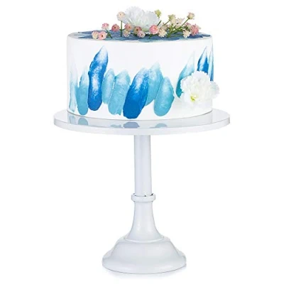 Imagen de Bases para Tartas de Blanco 30cm, Estilo Simple Metal Redondo Evento Boda Fiesta Cumpleaños Postre Cupcake Pedestal Placa Exhibición