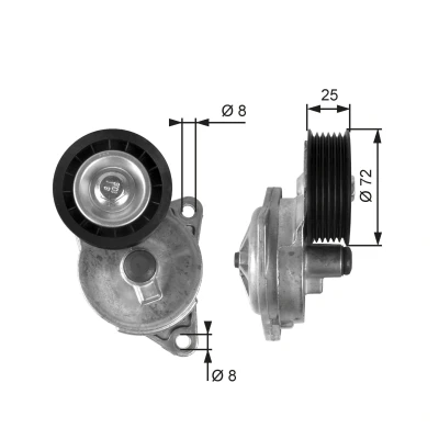 Imagen de GATES FleetRunner Micro V Kit T38188 Polea Tensora con canales FORD: Focus Mk1 Hatchback, Tourneo Connect, Transit Connect Furgón
