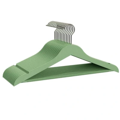 Imagen de COM FORT HOUSE Percha de Resina para Ropa Color Verde Resistente con Muescas Antideslizantes 45cm Pack 12 Unidades