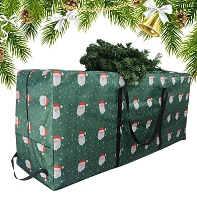 Imagen de Bolsa de almacenamiento para árbol Navidad, tela Oxford 210D, resistente y grande, con asas reforzadas doble cremallera, caja lona al desgaste árboles Navidad 4 pies