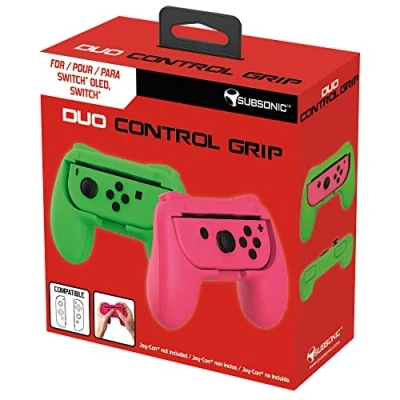 Imagen de Subsonic agarres de los mandos Joy Cons para Nintendo Switch Pack 2 cómodos verde y rosa
