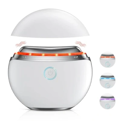 Imagen de Masajeador Facial, Profey EMS Gua Sha, Sha Facial 45℃ Calor y VibracióN, con LED Luz Roja, Azul, Violeta, Anti Edad, Microcorrientes Lifting Tensado, Rejuvenecimiento