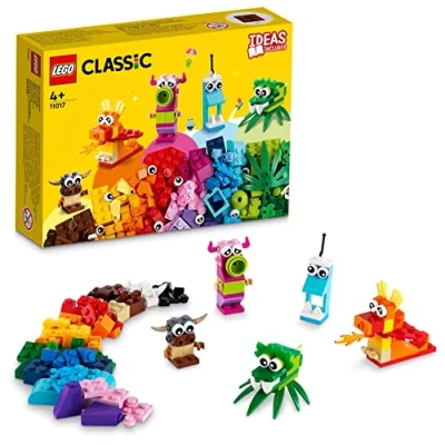 Imagen de LEGO Classic Monstruos Creativos, Caja de Ladrillos para Construir, Juguete Niños y Niñas 4 Años o Más, Set Crear 5 Mini Figuras Colores 11017