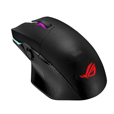 Imagen de Asus ROG Chakram ergonomic RGB optical Qi gaming mouse with wireless charging, side Joystick, tri mode connect (wired/2.4 GHz/BT), 16000 dpi sensor, push fit switch socket design, Aura Sync lighting