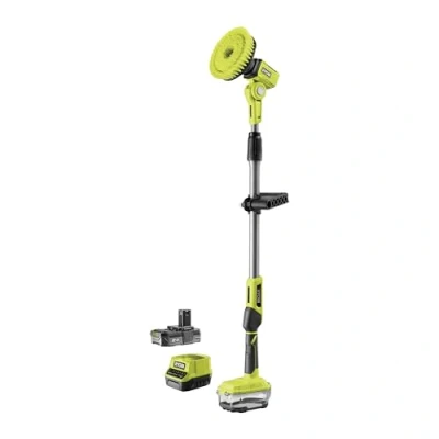 Imagen de RYOBI Cepillo Telescópico Motorizado 18V ONE+ Entregado con 1 Batería Litio+ 2,0 Ah, Cargador 1,5 A, Medio y Espuma Pértiga de 1,4m Protección la IPX7 R18TPS 120G
