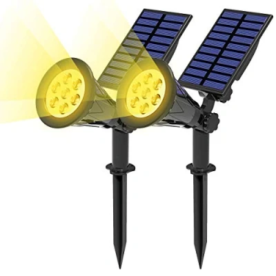 Imagen de T SUN Foco Solar, Lámparas Solar Luces Exterior 7LED Luz de Jardín Focos Impermeable, 3000K Blanco Cálido, Apliques Pared con 10 Horas para Patio Camino.(2 Unidades)