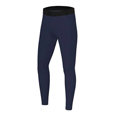 Imagen de PowerLayer Niño Mallas de Compresion Termicas para Running Pantalon Deporte Azul Oscuro, 8 10 Años