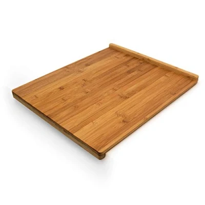 Imagen de Relaxdays Tabla de Cortar bambú, 2,5 x 38 45 cm, Bandeja Corte Carne, Borde Elevado Doble, Reversible, Marrón Natural