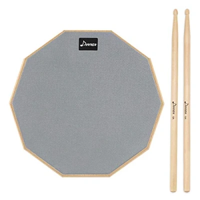 Imagen de Donner Practice Pad Almohadilla para práctica de percusión, 20,32 cm, con baquetas, gris