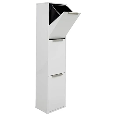 Imagen de Arregui Ecoclas CR301 E Cubo de Basura y Reciclaje Acero 3 Compartimentos 3x17L (51L) Cubos Cocina Contenedores para Casa u Oficina blanco