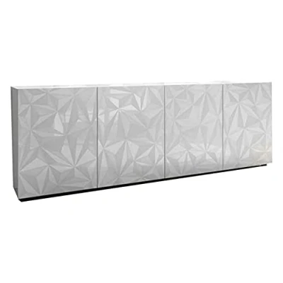 Imagen de SHIITO Aparador 241 x 84 42 cm Modelo Prisma Mueble Recibidor con 4 Puertas Madera Lacada Extra de Almacenaje para Salón Blanco Brillo