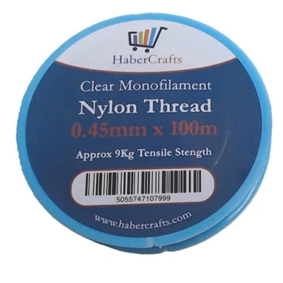 Imagen de Hilo de Nailon Transparente 0,45 mm, Cuerda Invisible no elástica, Coser plástico para Colgar Decoraciones Manualidades, Arco Globos, Cuentas y bisutería, Resistencia