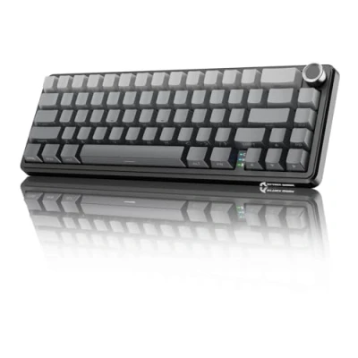 Imagen de MAMBASNAKE X ATTACK SHARK X66 65% Teclado Mecánico Inalámbrico con Perilla, Para RGB Junta Intercambiable 60%, BT/2,4 G/USB C, Interruptor Lineal, Teclas PBT Impresas Lateral Moonlit Night