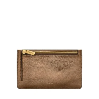 Imagen de Fossil Estuche Logan para Mujer, Cierre de Cremallera, Piel Metalizada, SL10020711, metálico, 13.8 cm L x 0.4 W 8.5 H, Casual