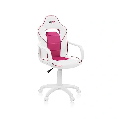 Imagen de duehome DRW, Silla Gamer, de Oficina Gaming Estudio o Escritorio, Acabado en Símil Piel Blanco y Rosa, Medidas: 46,5 cm (Ancho) x 46 (Largo) 98 109,5 (Alto)