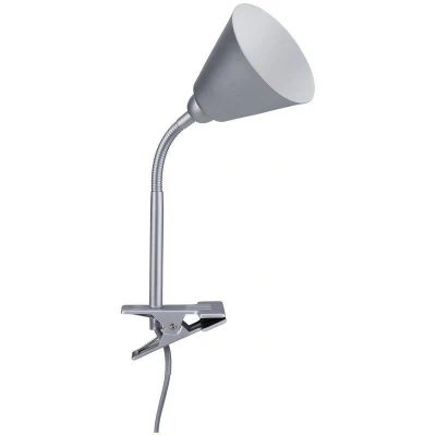 Imagen de Paulmann 95432 Luminaria de Pinza Vitis con Brazo Flexible, Redonda, máx. 20 W, lámpara, Interruptor Cable, Gris, Metal, plástico, E14