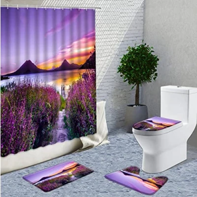 Imagen de Juego De Cortinas Baño Paisaje Cortina Ducha para Agua,Cortina Anti Moho Y Impermeables Antibacteriano