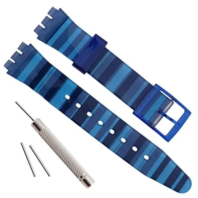Imagen de OliBoPo Correa de repuesto silicona para reloj, resistente al agua (17 mm, 19 mm y 20 mm) (19 azul gradiente)