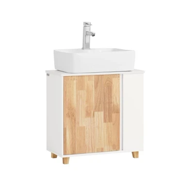Imagen de SoBuy BZR75 W Mueble para Debajo del Lavabo Armario de Baño Suelo con 2 Estantes y 1 Puerta 60 x 30 cm ES