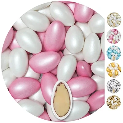 Imagen de EinsSein 1kg Peladillas de almendras boda Conchiglia Mezcla blanco rosado perla peladilla almendra bautizo bautizos grageas comunion comunión niño baratas confeti Fiesta cumpleaños chocolate Evento