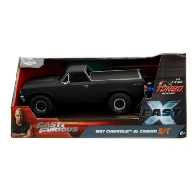 Imagen de Jada Toys Coche teledirigido Fast and Furious RC 1967 Chevrolet EL Camino R/C (Negro) de &amp; 10, 1:24 (20 cm), 2,4 GHz, hasta 8 km/h, Juguete a Partir 6