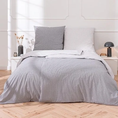 Imagen de MTOnlinehandel Smilla Ropa de cama 155 x 220 cm, funda almohada 80 reversible, color gris plateado, para adolescentes y adultos, juego dormitorio, cremallera (155 cm)