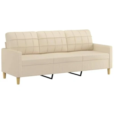Imagen de vidaXL sofá de 3 plazas Tela Crema 180 cm, sofá, loveseat, salón, sofás, tapizado, Asientos Personas
