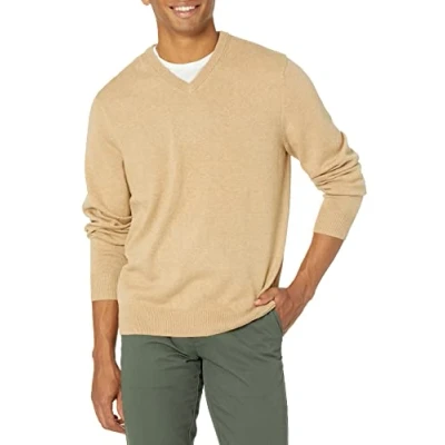 Imagen de Amazon Essentials Jersey de Cuello Pico (Disponible en Tallas Grandes) Hombre, Camel Mezcla, XL