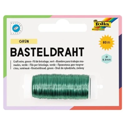Imagen de Folia 79251 Hilo de Cobre 0,3 mm x 80 m para Manualidades, Verde