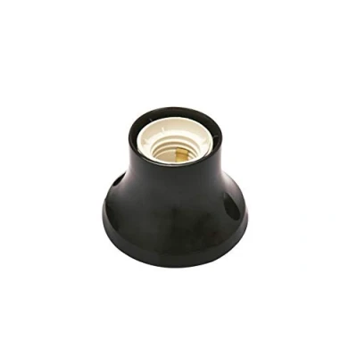 Imagen de POLY POOL PP0500.2X Portalámparas E27 de Pared Base Derecha Porta Lámparas con Bornes Muelle y Contactos Latón Plástico Negro