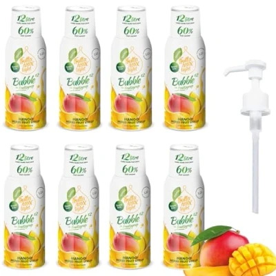 Imagen de 8 paquetes Light Bajo en carbohidratos Jarabe de fitness FruttaMax Azúcar Cero con Stevia 50 60% Contenido Fruta (8x500ml) (8 x Mango Light)