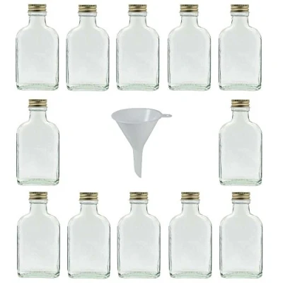 Imagen de Viva Haushaltswaren Juego de Botellas pequeñas Cristal (60 Unidades, 100 ml, tapón Rosca, rellenables, Incluye Embudo, 7 cm diámetro)