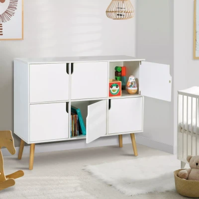 Imagen de IDMarket EMMIE Mueble de almacenamiento para niños con 6 cajas madera blanca