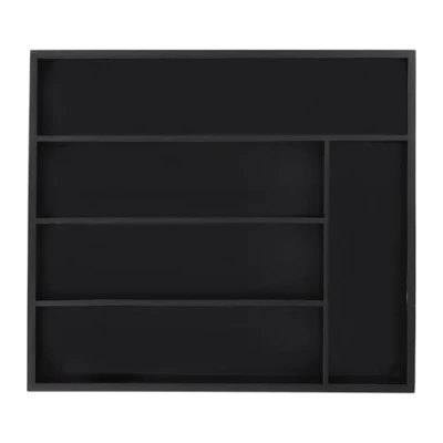 Imagen de Relaxdays Cubertero Cajón 5 Compartimentos, Organizador Cubiertos Bambú, Bandeja Portacubiertos x 34 30 cm, Negro