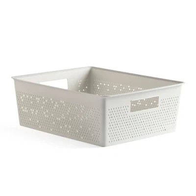Imagen de TATAY Caja Organizadora Rectangular 12L Bohol, de Polipropileno, Libre BPA, Plástico 100% Reciclado. Blanco. Medidas 30 x 39 13,5 cm