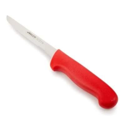 Imagen de Arcos Cuchillo deshuesador con Hoja Acero Inoxidable Nitrum 140 mm. profesional para cortar huesos carne. Mango ergonómico polipropileno. Serie 2900. Color rojo.