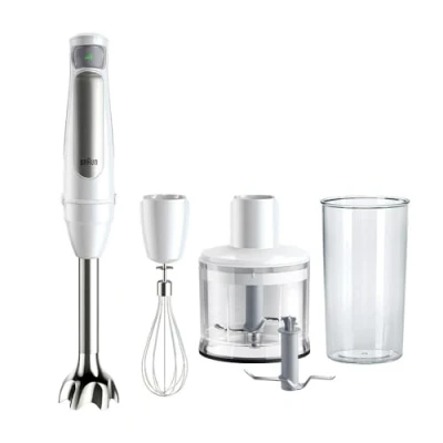 Imagen de Braun Hogar MultiQuick 7 Batidora de Brazo, Control Salpicaduras, Apta para Lavavajillas, Bol Plástico sin BPA 600ml, Batidor, Picadora 500ml, Cuchilla Hielo, MQ7035I, 1000W, Blanco