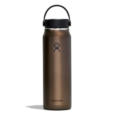Imagen de Hydro Flask Botella de agua ligera 946 ml (907.2 g) Trail Series reutilizable acero inoxidable aislada al vacío con tapa flexible a prueba fugas Boca ancha Obsidiana